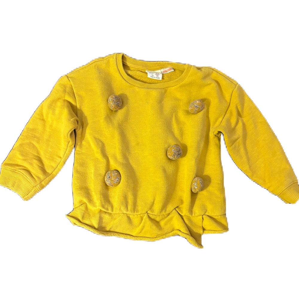Zara Kids - Mustard Yellow Pom Pom Sweatshirt - 2-3 years